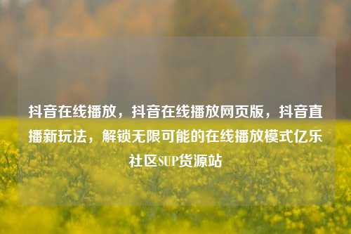 抖音在线播放，抖音在线播放网页版，抖音直播新玩法	，解锁无限可能的在线播放模式亿乐社区SUP货源站  第1张