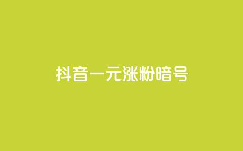 抖音一元涨粉1000暗号 - 抖音新玩法揭密：一元涨粉1000暗号引爆爆款潮流。  第1张