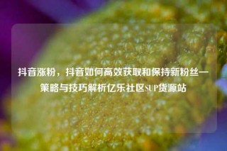 抖音涨粉，抖音如何高效获取和保持新粉丝—策略与技巧解析亿乐社区SUP货源站