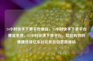 24小时快手下单平台便宜，24小时快手下单平台便宜免费，24小时快速下单平台，比价购物的便捷选择亿乐社区低价自营货源站