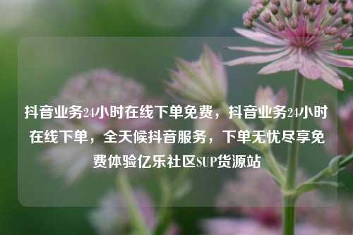 抖音业务24小时在线下单免费	，抖音业务24小时在线下单，全天候抖音服务，下单无忧尽享免费体验亿乐社区SUP货源站  第1张