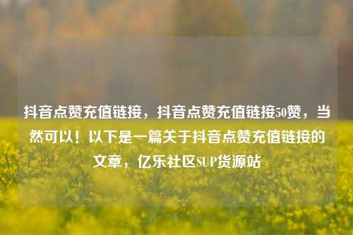 抖音点赞充值链接，抖音点赞充值链接50赞	，当然可以！以下是一篇关于抖音点赞充值链接的文章，亿乐社区SUP货源站  第1张