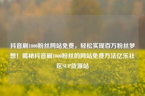 抖音刷1000粉丝网站免费，轻松实现百万粉丝梦想！揭秘抖音刷1000粉丝的网站免费方法亿乐社区SUP货源站  第1张